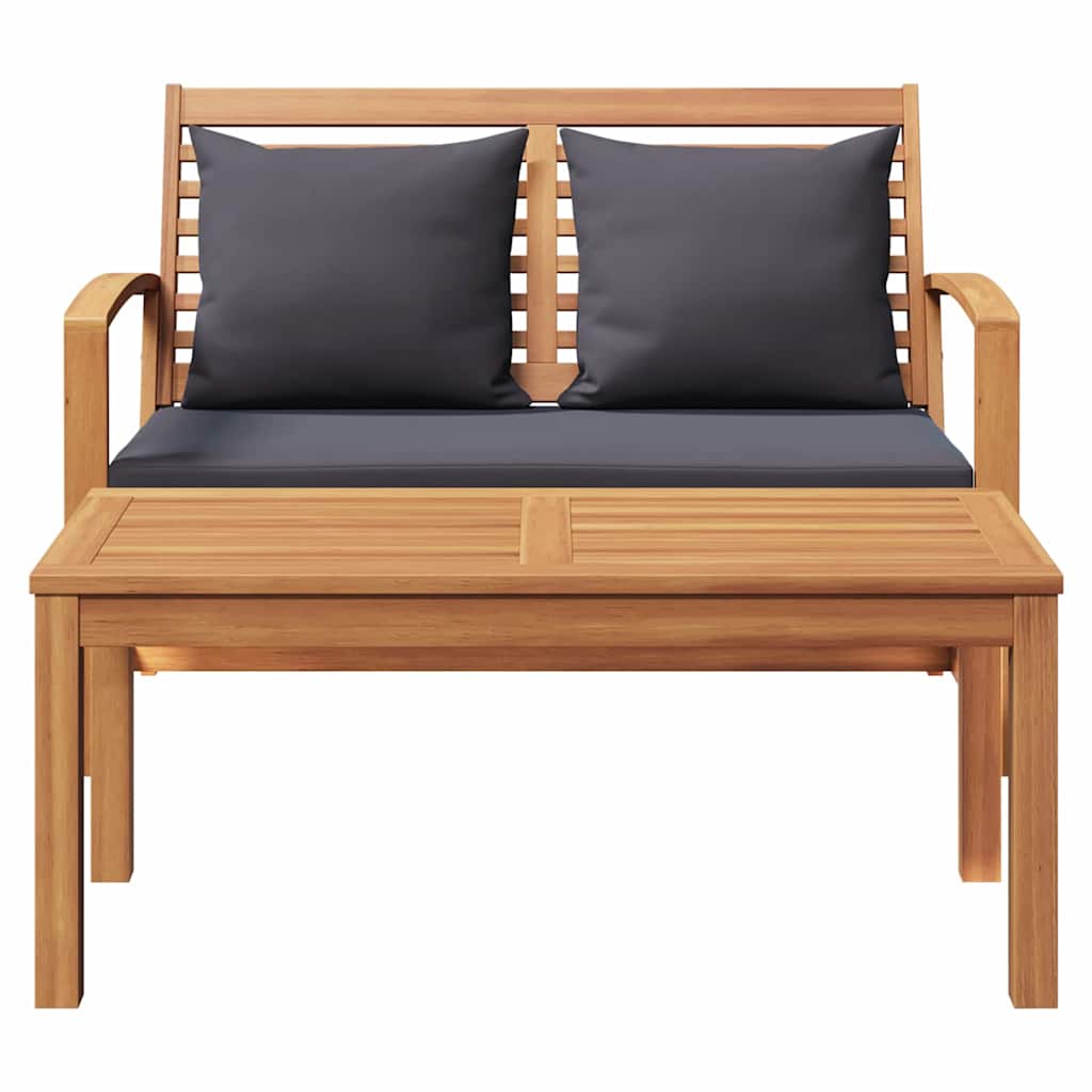Bank Braun und Dunkelgrau 110 x 66 x 76 cm Massivholz Teak