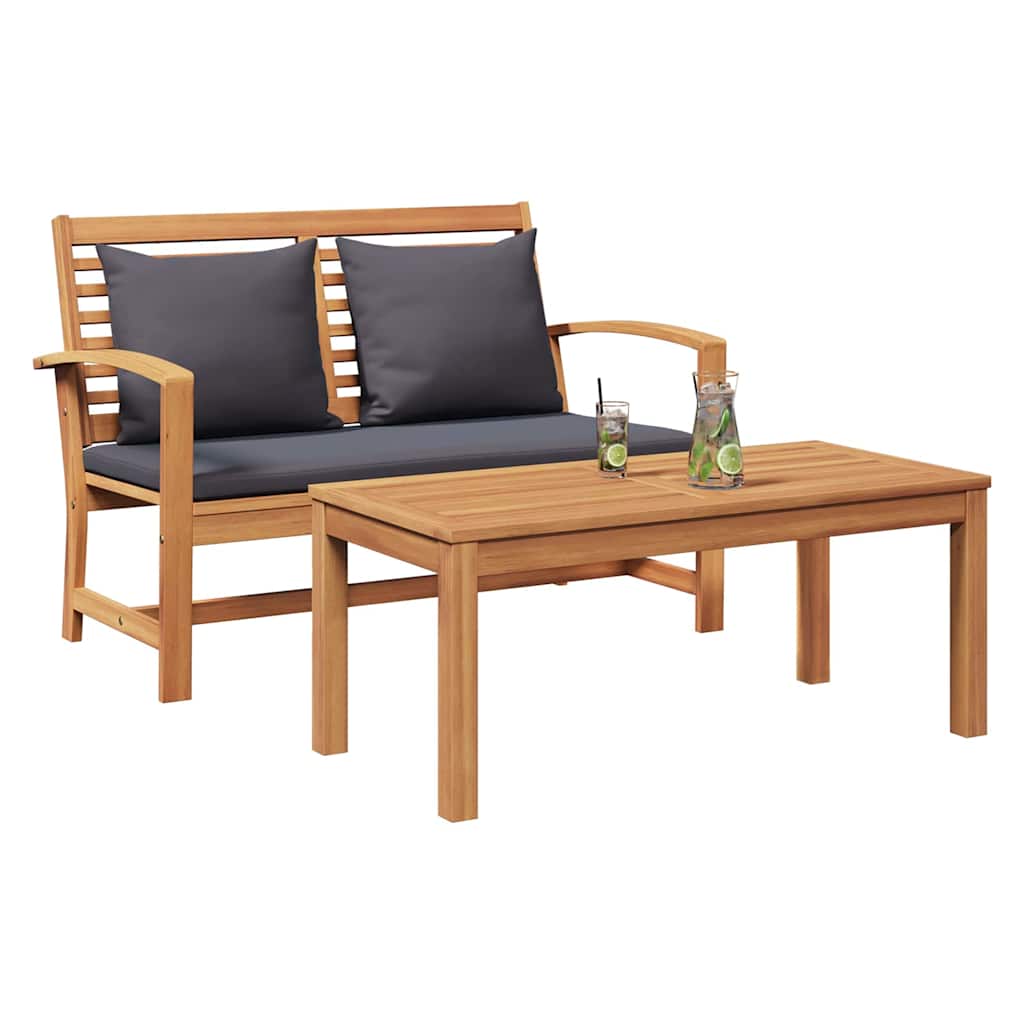 Bank Braun und Dunkelgrau 110 x 66 x 76 cm Massivholz Teak