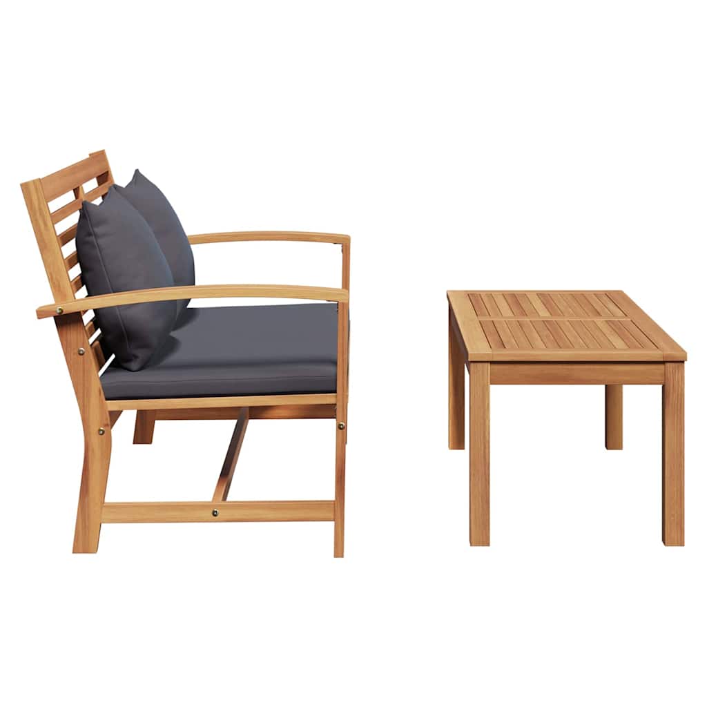 Bank Braun und Dunkelgrau 110 x 66 x 76 cm Massivholz Teak