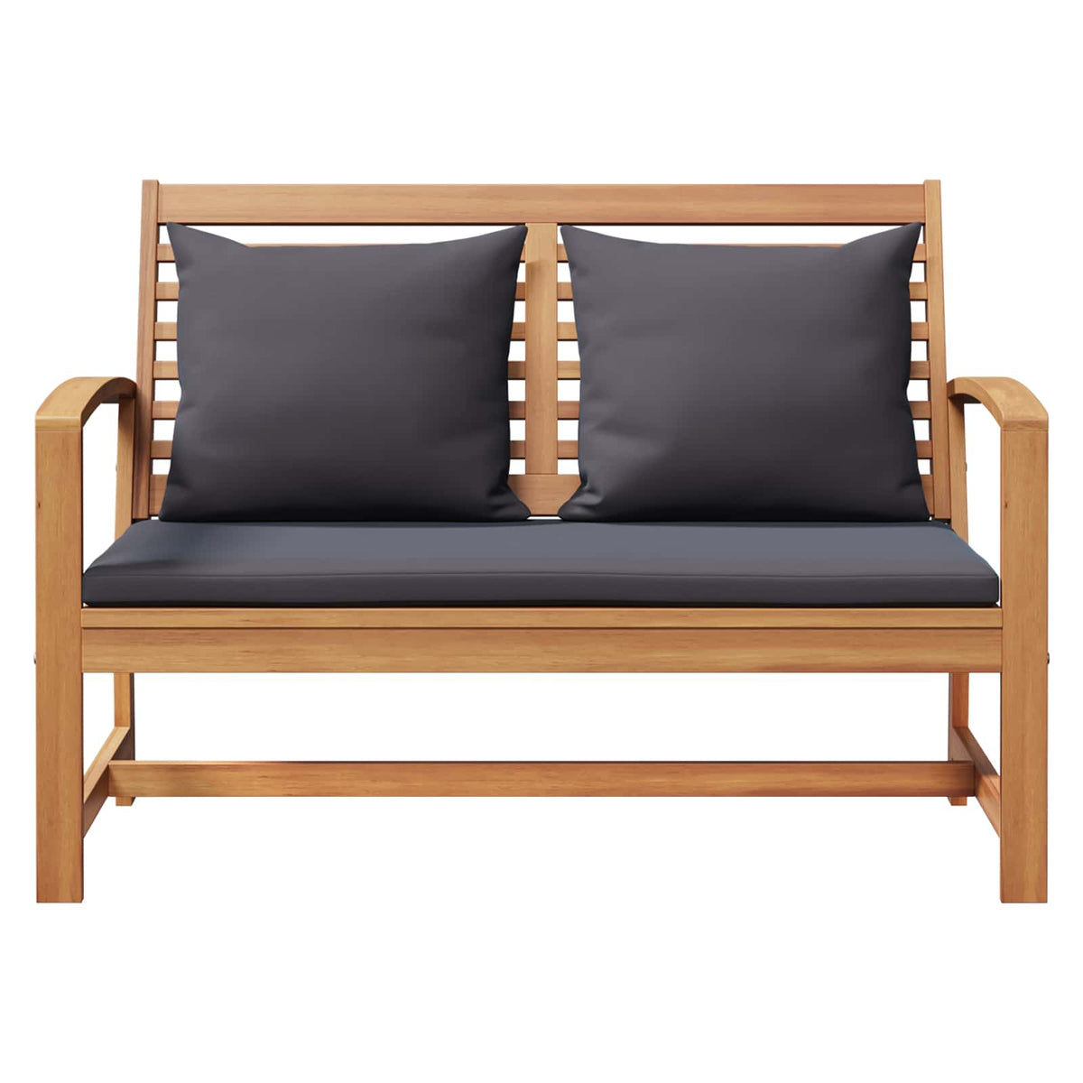 Gartenbank- und Tischset mit Polster 2 Stück Massivholz Teak