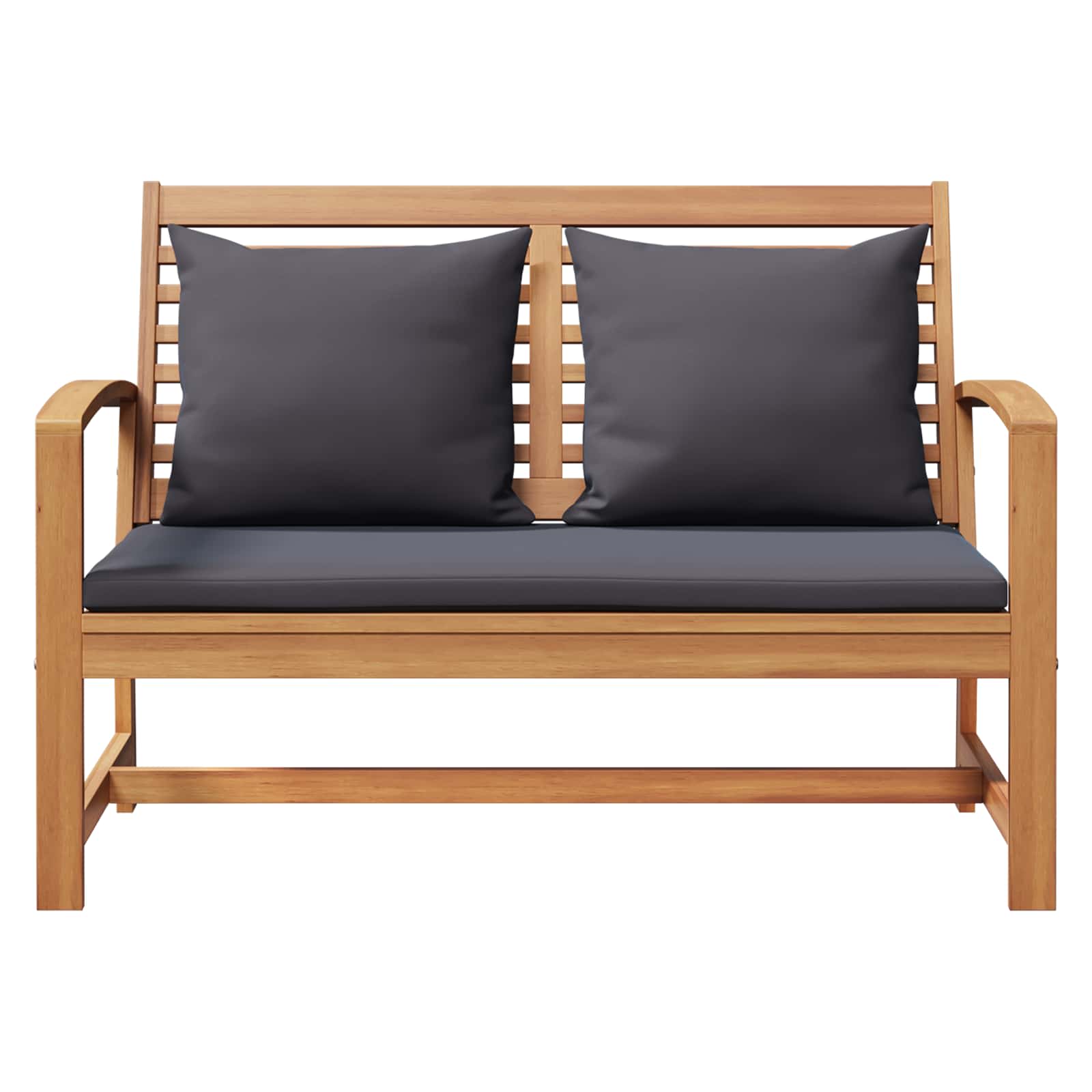 Gartenbank- und Tischset mit Polster 2 Stück Massivholz Teak