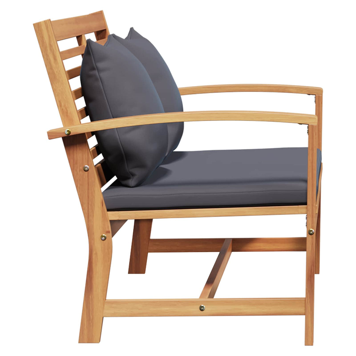 Gartenbank- und Tischset mit Polster 2 Stück Massivholz Teak