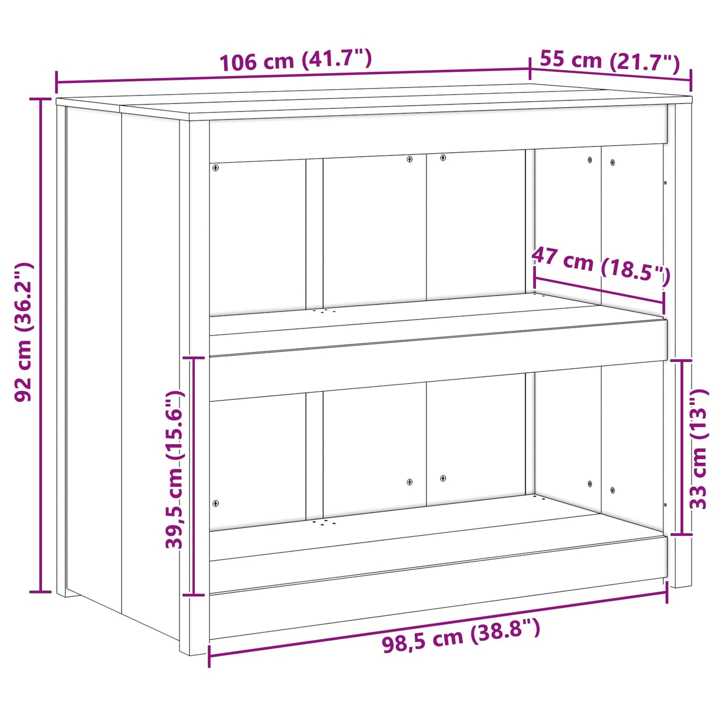 Küchenschrank MEPPEL Braun Eichen-Optik 106 x 55 x 92 cm