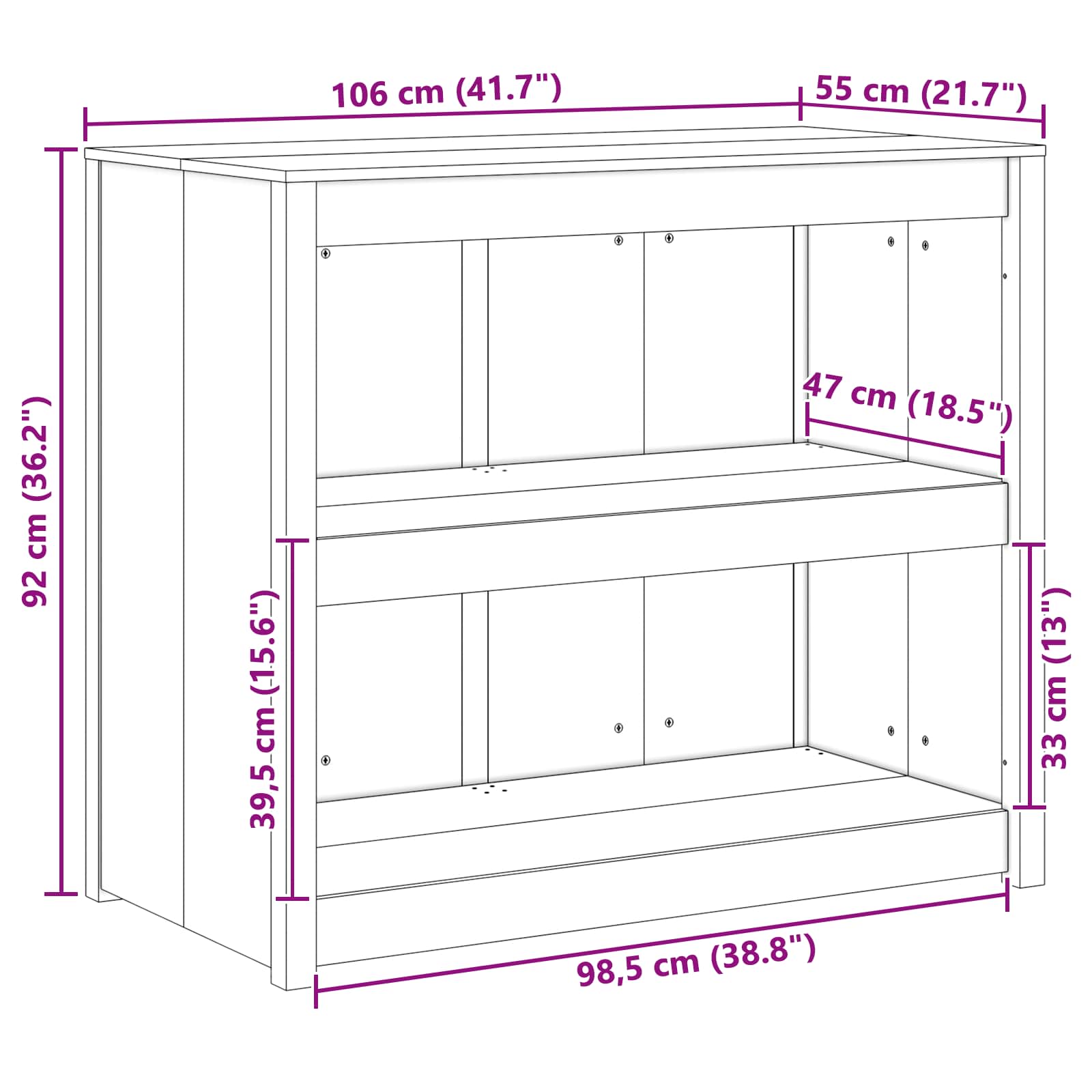 Küchenschrank MEPPEL Braun Eichen-Optik 106 x 55 x 92 cm