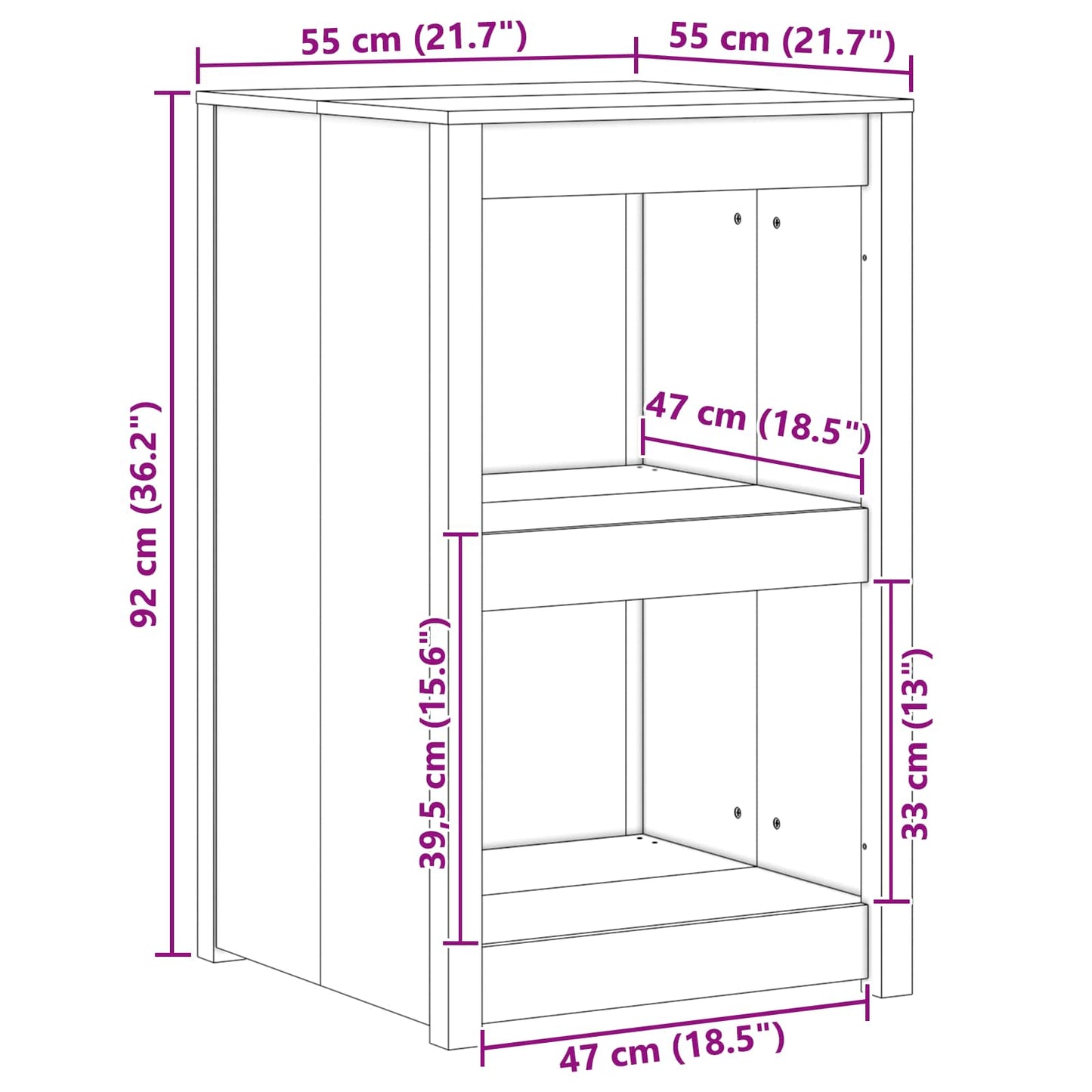 Küchenschrank MEPPEL Braun Eichen-Optik 55 x 55 x 92 cm