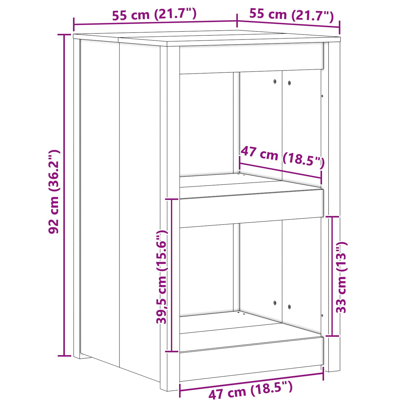 Küchenschrank MEPPEL Braun Eichen-Optik 55 x 55 x 92 cm