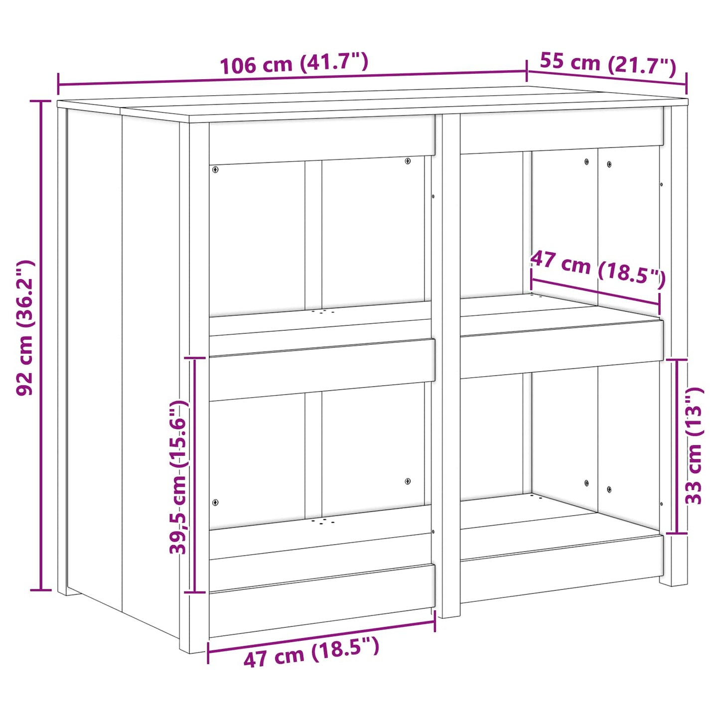 Küchenschrank MEPPEL Douglas-Holz 106 x 55 x 92 cm