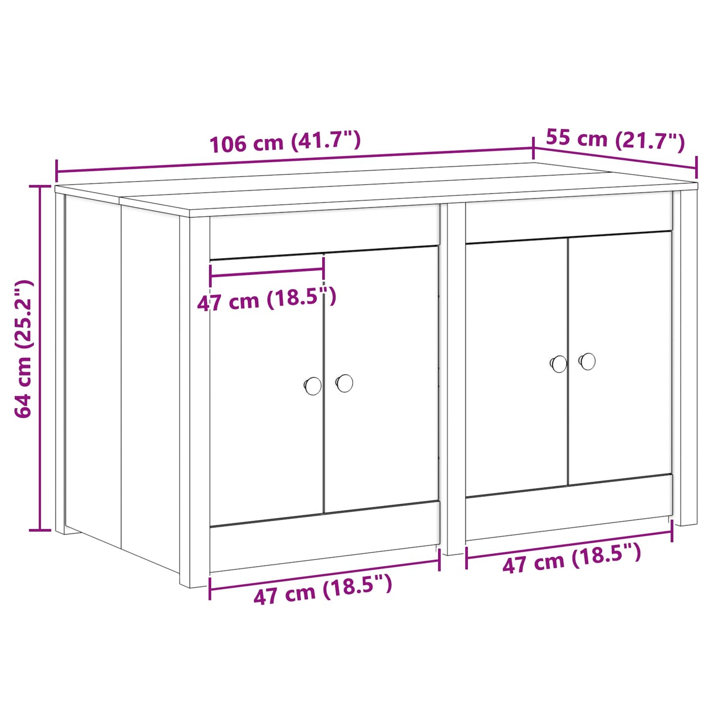 Küchenschrank MEPPEL Braun Eichen-Optik 106 x 55 x 64 cm