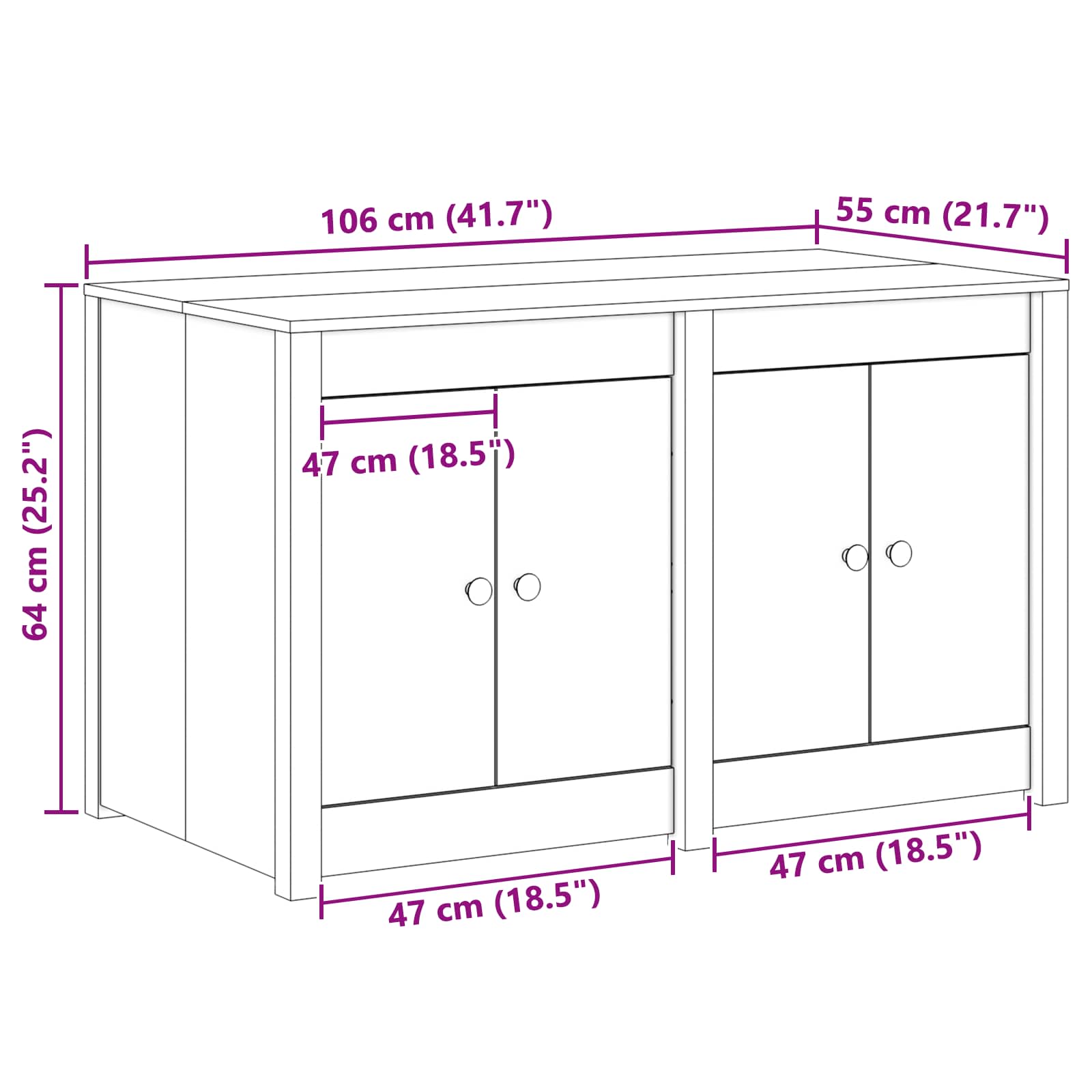 Küchenschrank MEPPEL Braun Eichen-Optik 106 x 55 x 64 cm