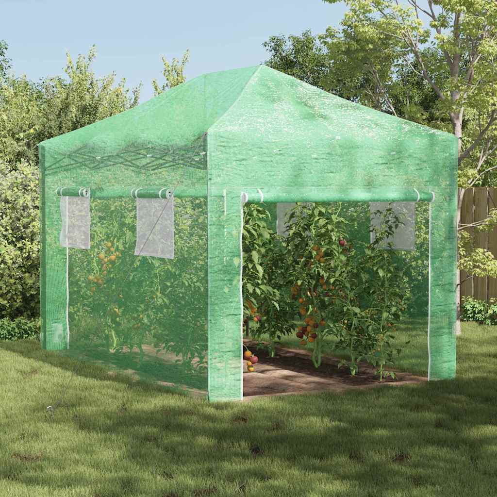 Gewächshaus mit Pop-up-Rahmen Grün 280 x 410 x 315 cm Eisen