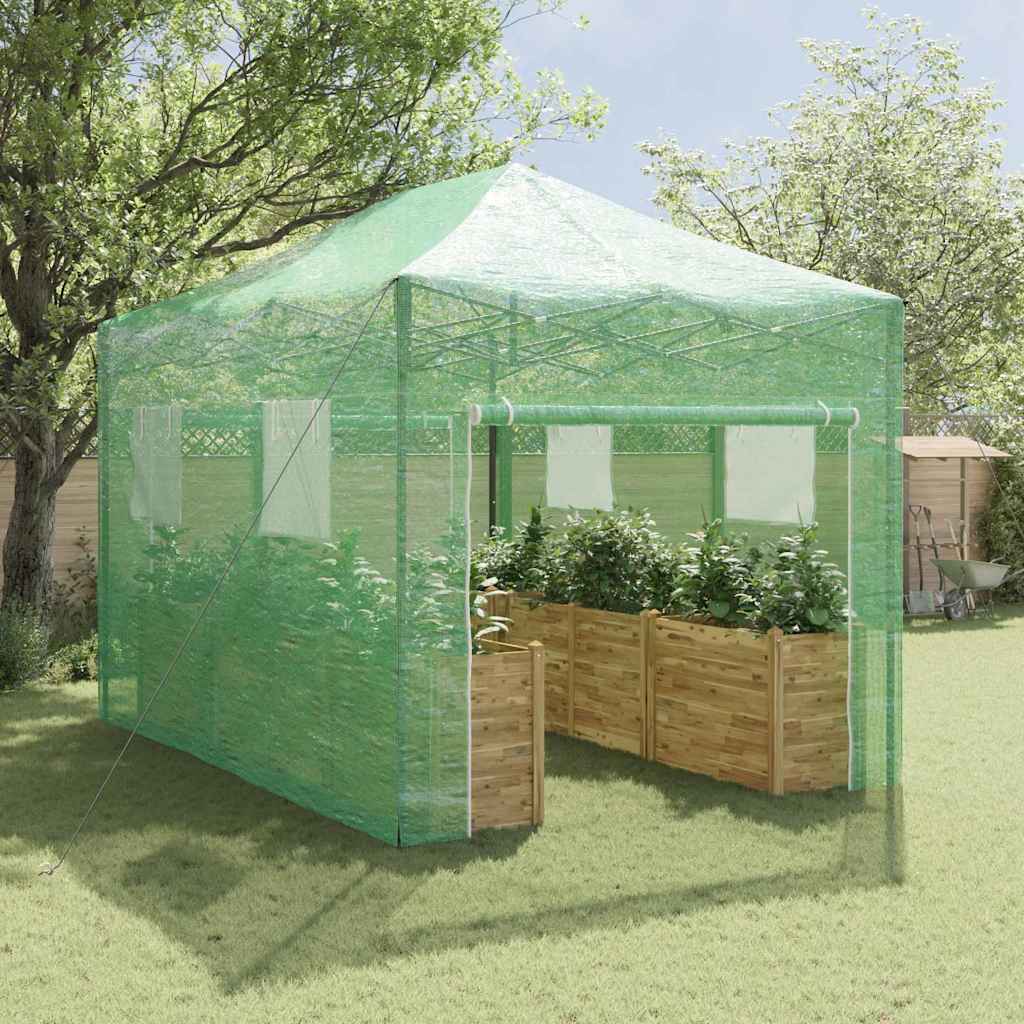 Gewächshaus mit Pop-up-Rahmen Grün 280 x 410 x 315 cm Eisen