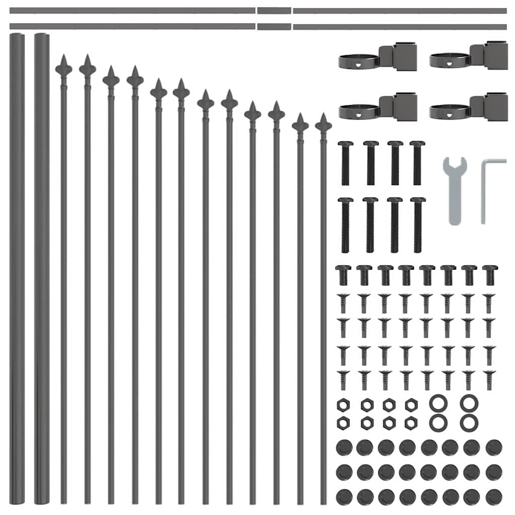 Gartenzaun WOERDEN 170 x 115 cm Pulverbeschichteter Stahl Grau
