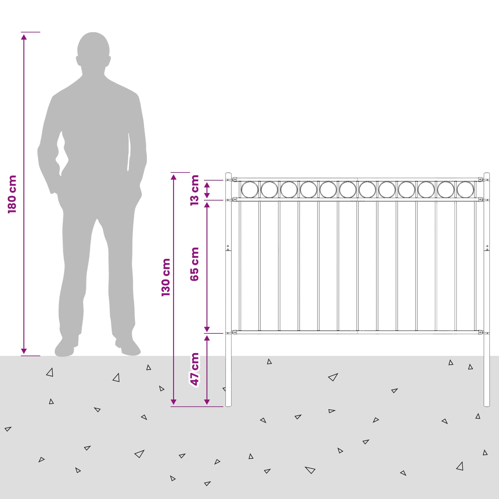 Zaunelement ASSEN 170 x 130 cm Stahl Grau