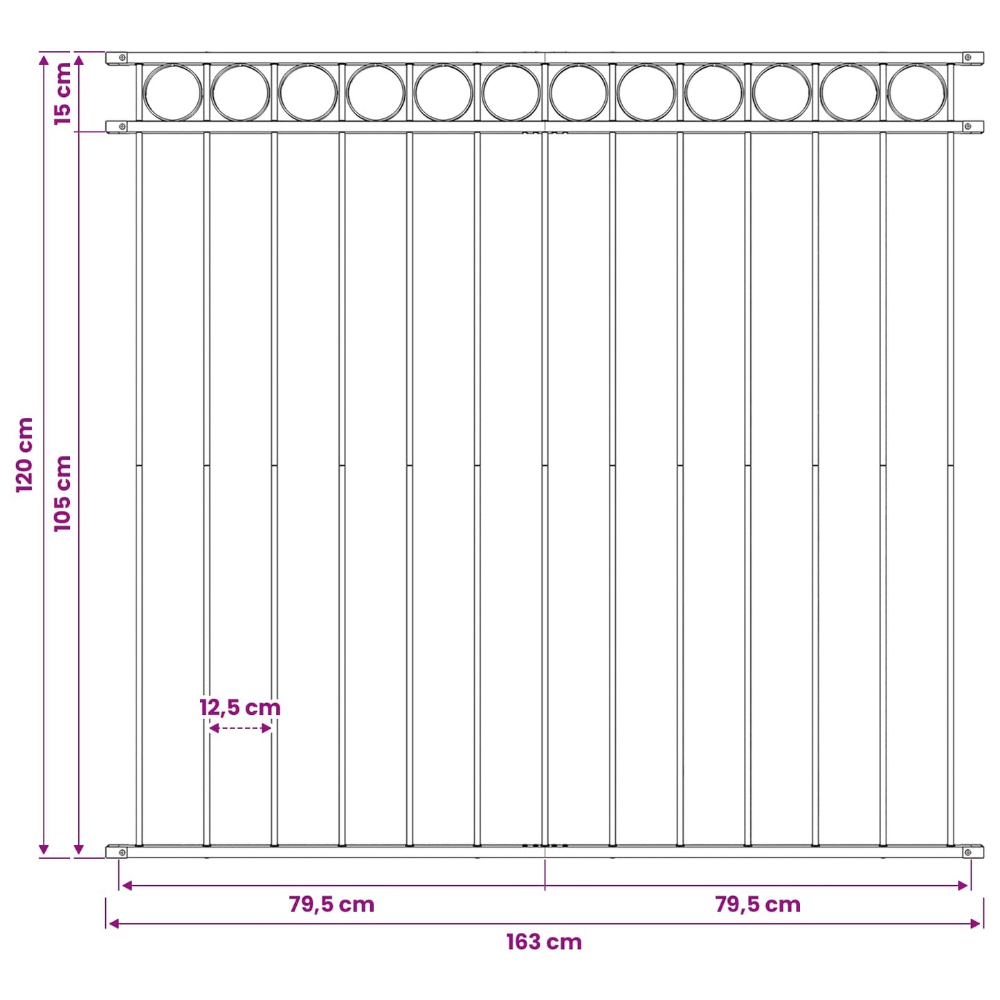 Zaunelement ASSEN 163 x 120 cm Stahl Grau