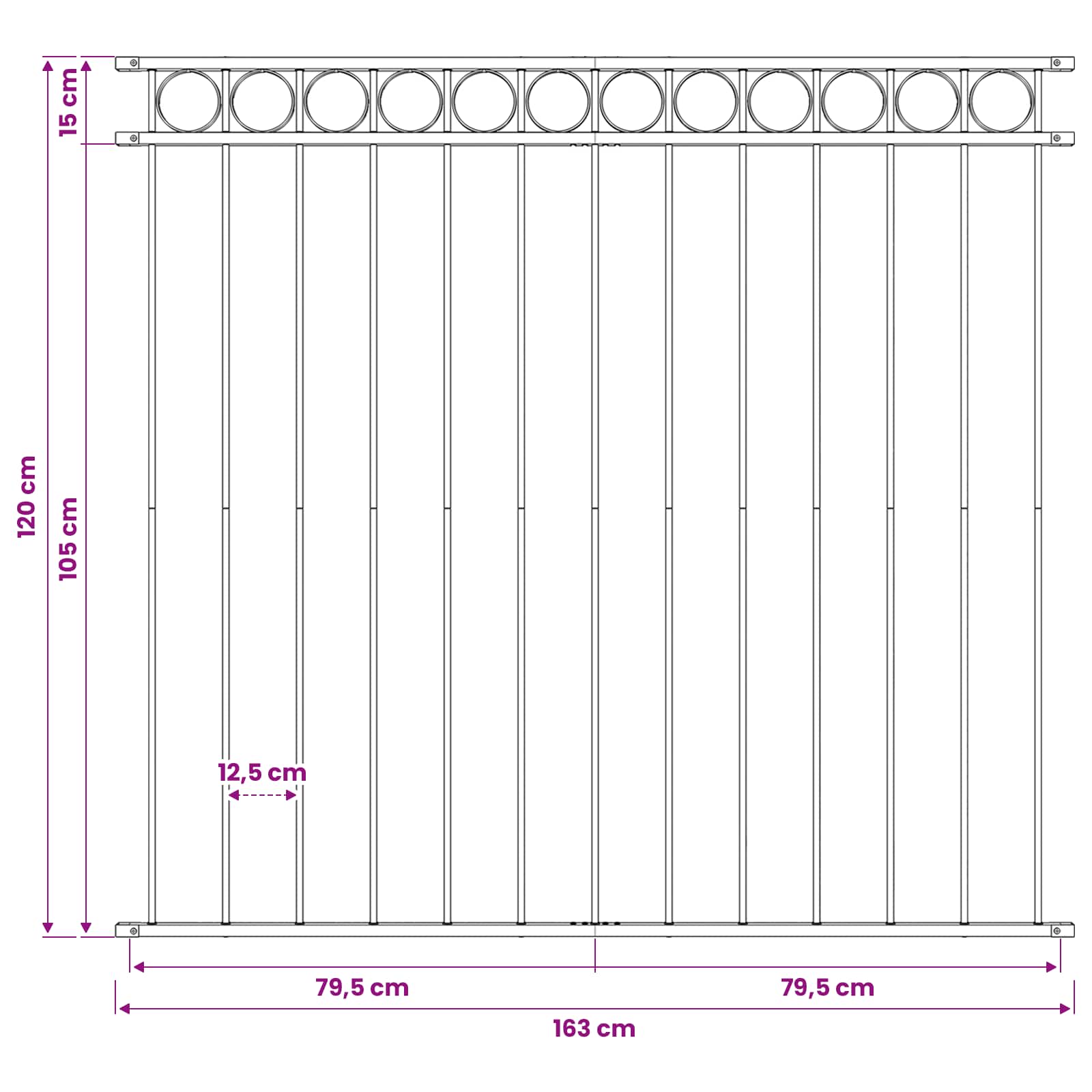 Zaunelement ASSEN 163 x 120 cm Stahl Grau