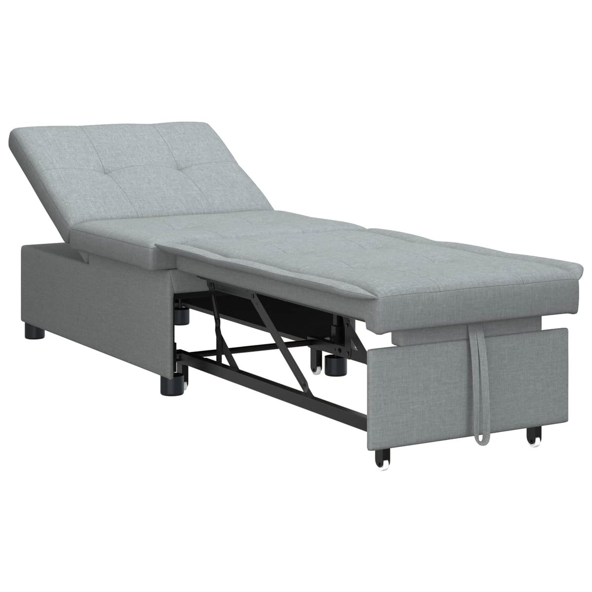Pull Out Sofa Bed Hellgrau 194 x 50 x 82 cm Stoff