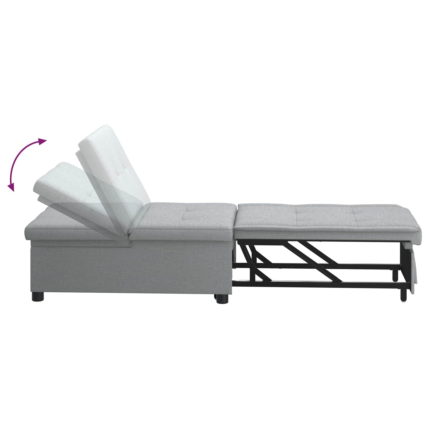 Pull Out Sofa Bed Hellgrau 194 x 50 x 82 cm Stoff