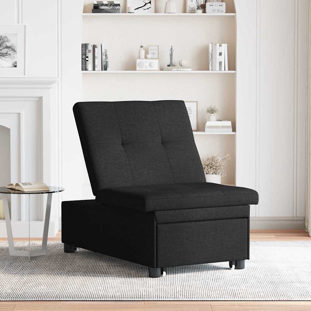 Pull Out Sofa Bed Schwarz 194 x 50 x 82 cm Stoff