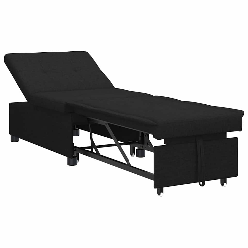 Pull Out Sofa Bed Schwarz 194 x 50 x 82 cm Stoff
