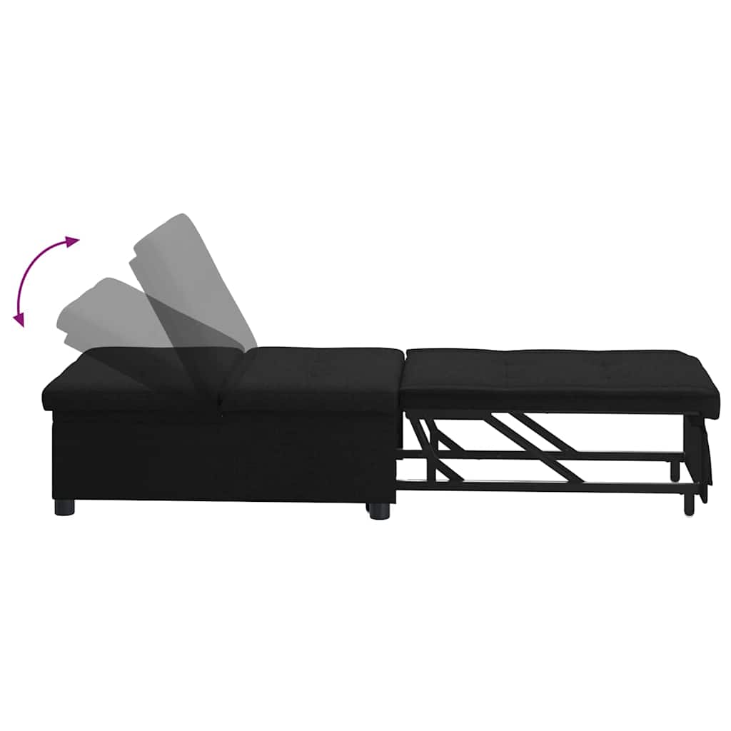 Pull Out Sofa Bed Schwarz 194 x 50 x 82 cm Stoff