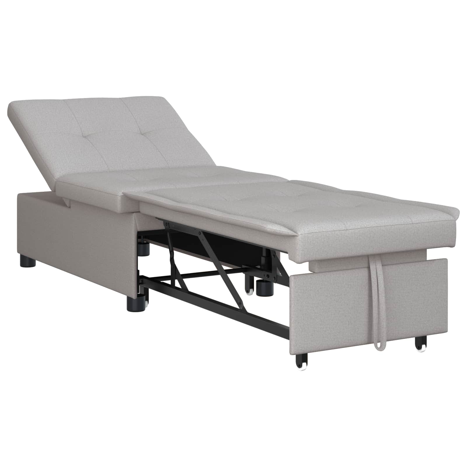 Pull Out Sofa Bed Grau 194 x 50 x 82 cm Stoff
