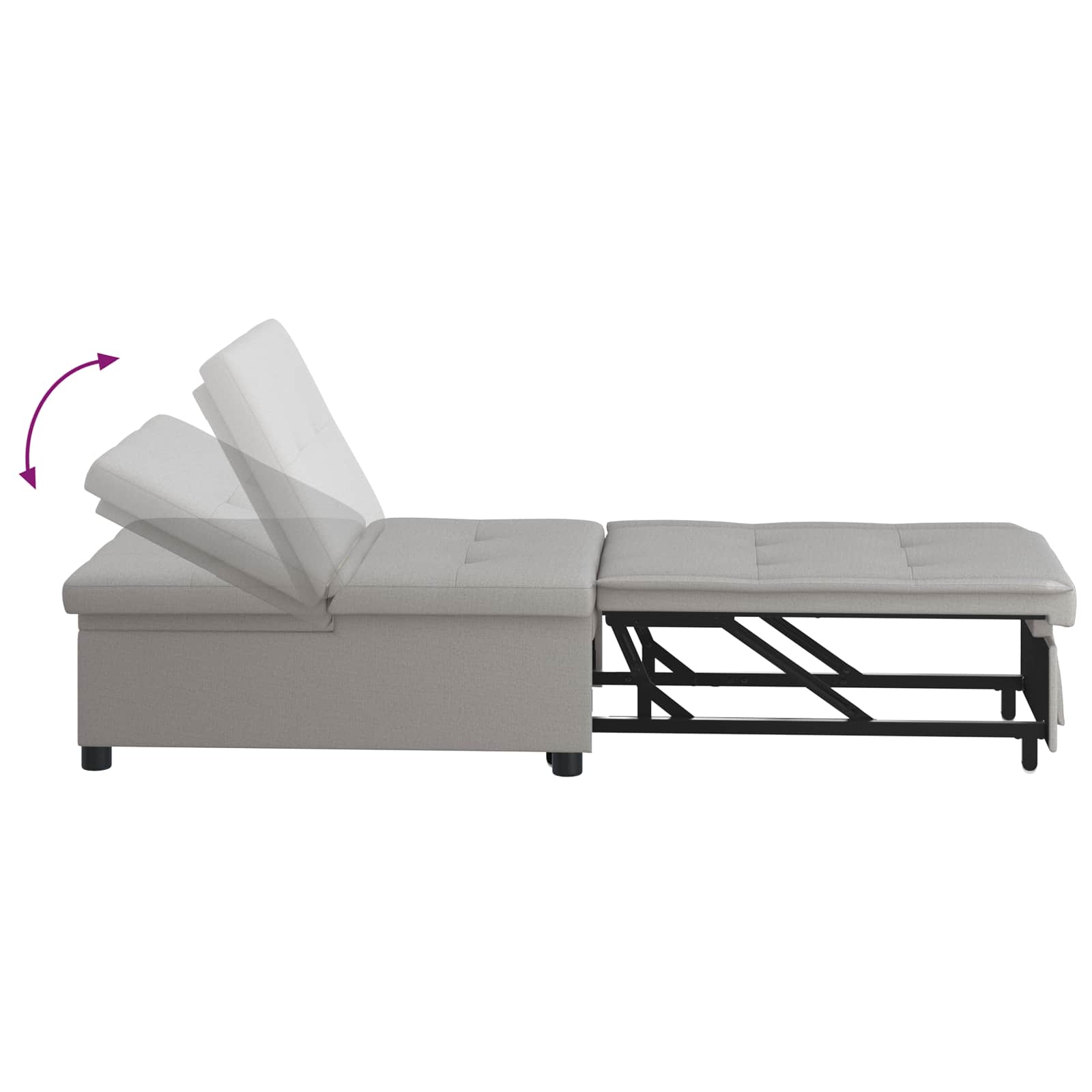 Pull Out Sofa Bed Grau 194 x 50 x 82 cm Stoff