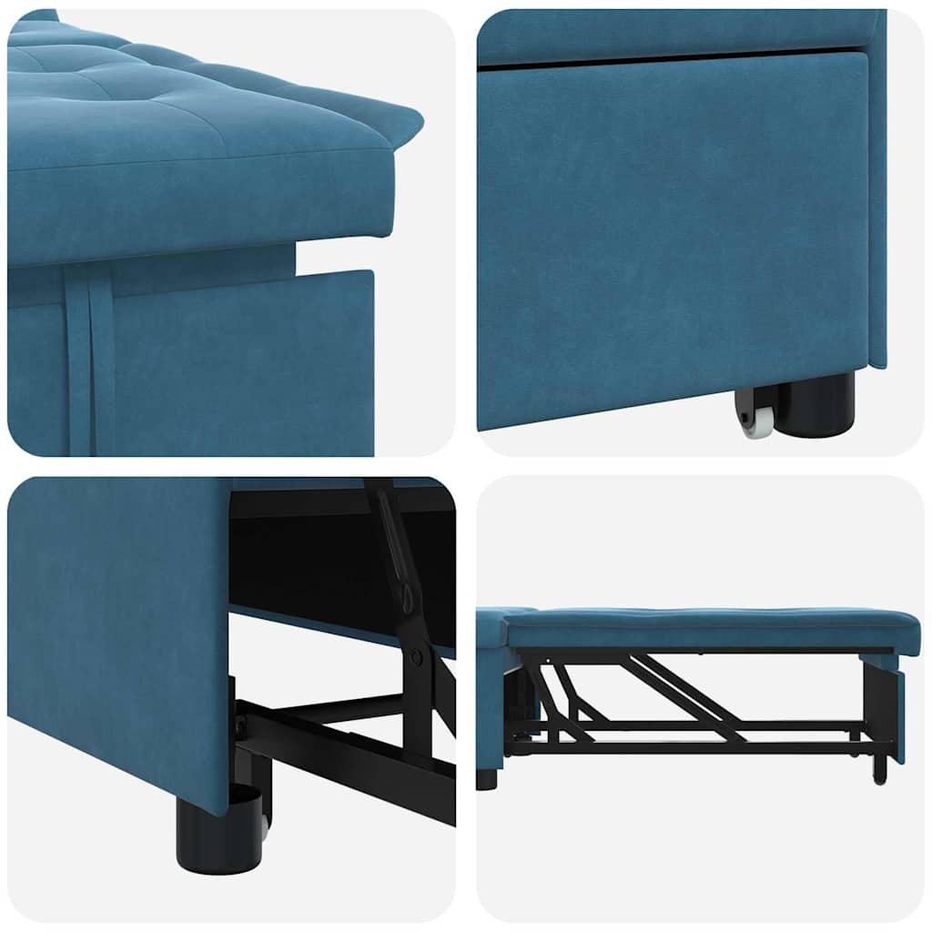 Schlafsofa Blau 194 x 67 x 82 cm Samt