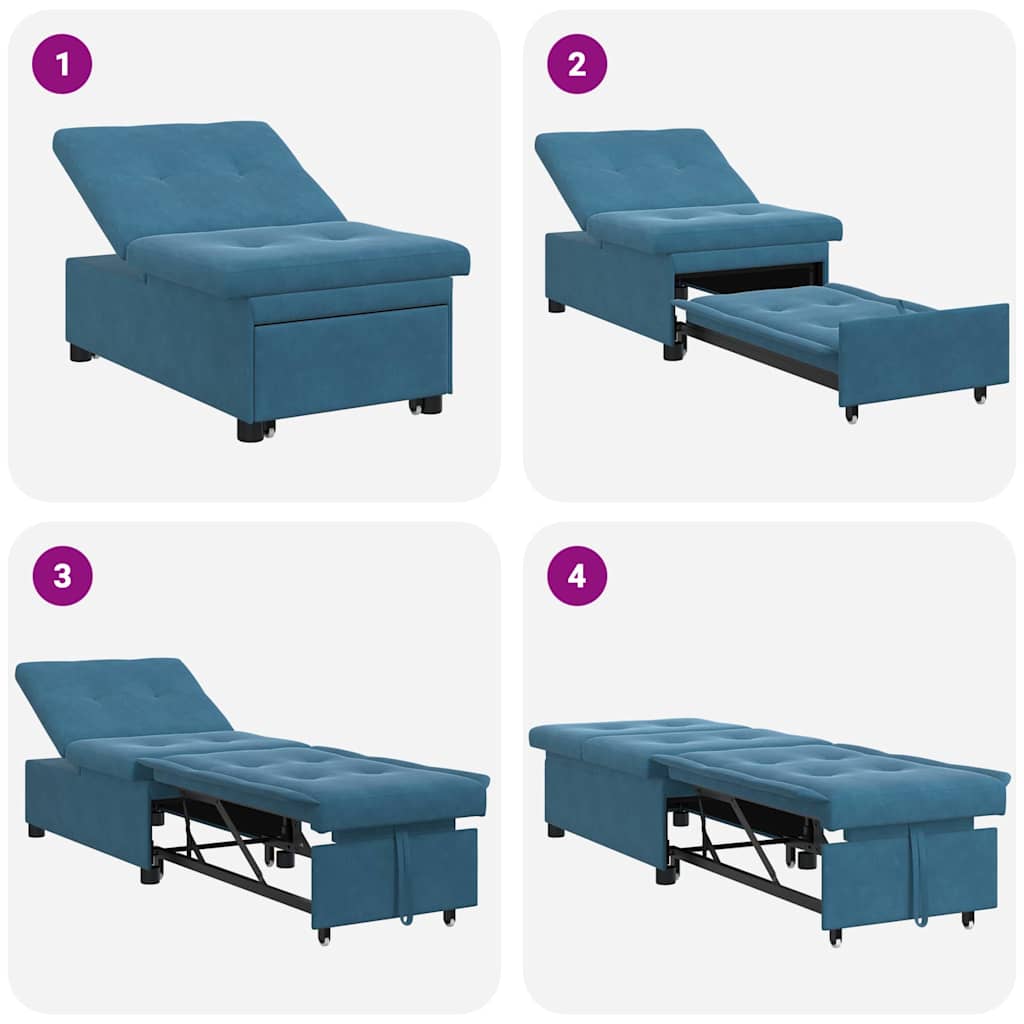 Schlafsofa Blau 194 x 67 x 82 cm Samt