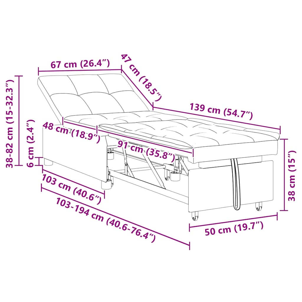 Schlafsofa Blau 194 x 67 x 82 cm Samt