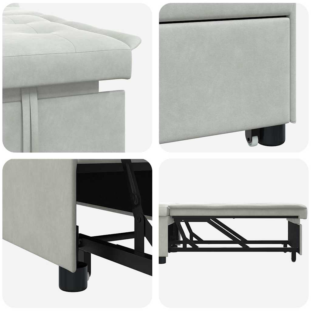 Schlafsofa Hellgrau 194 x 67 x 82 cm Samt