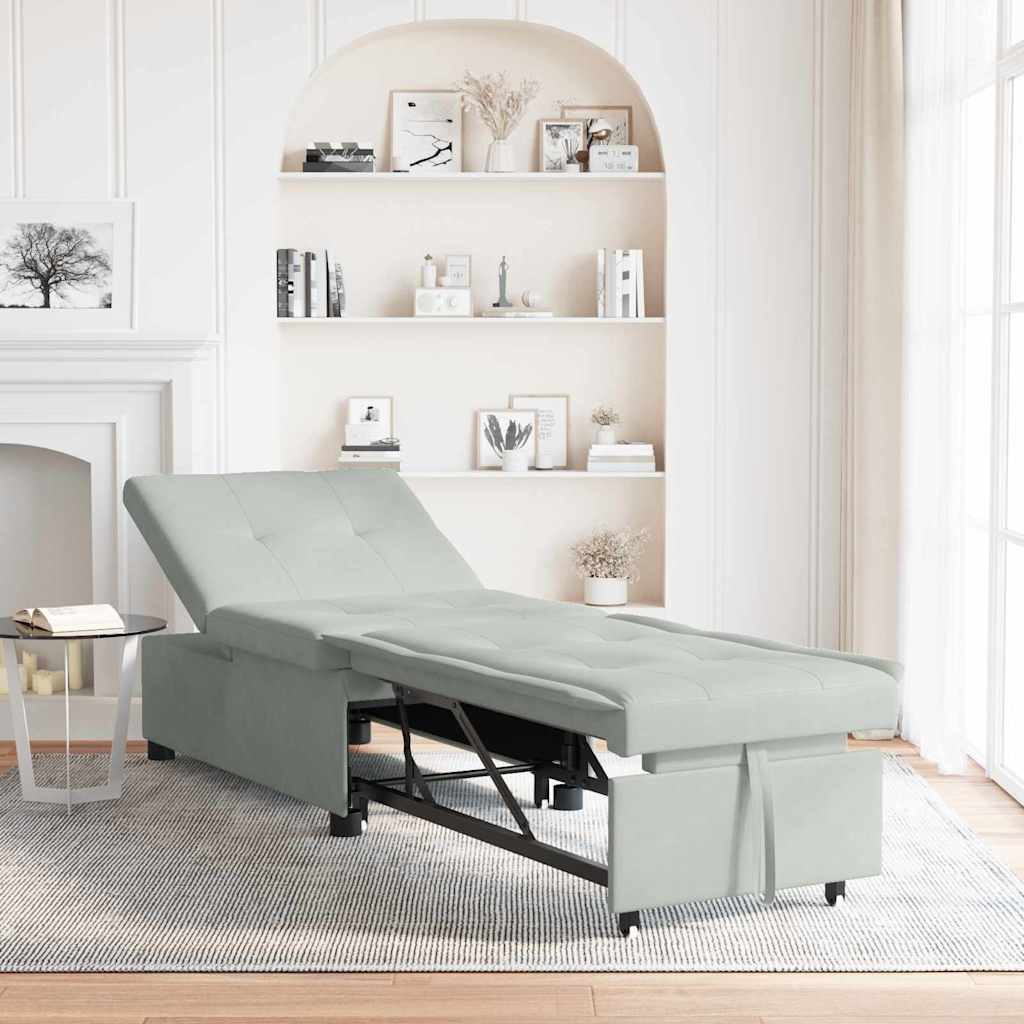 Schlafsofa Hellgrau 194 x 67 x 82 cm Samt