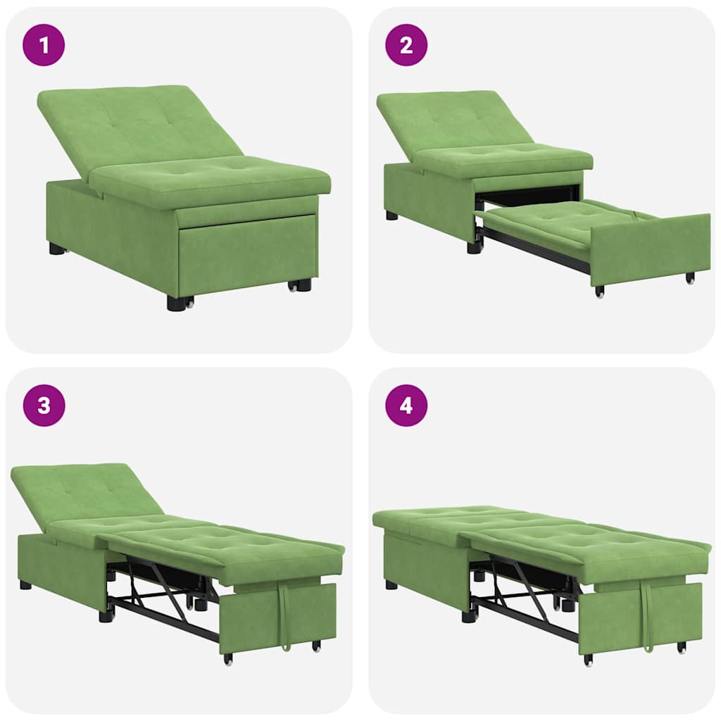 Schlafsofa Hellgrün 194 x 67 x 82 cm Samt