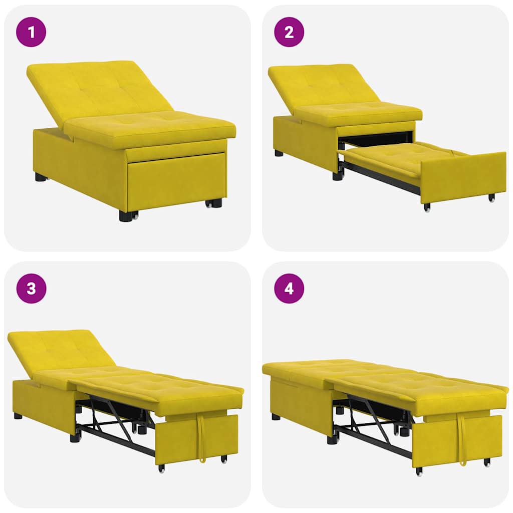 Schlafsofa Gelb 194 x 67 x 82 cm Samt