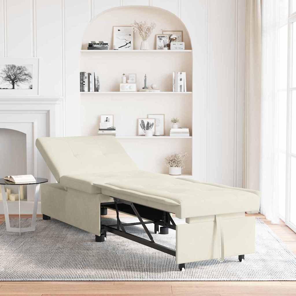 Schlafsofa Creme 194 x 67 x 82 cm Samt