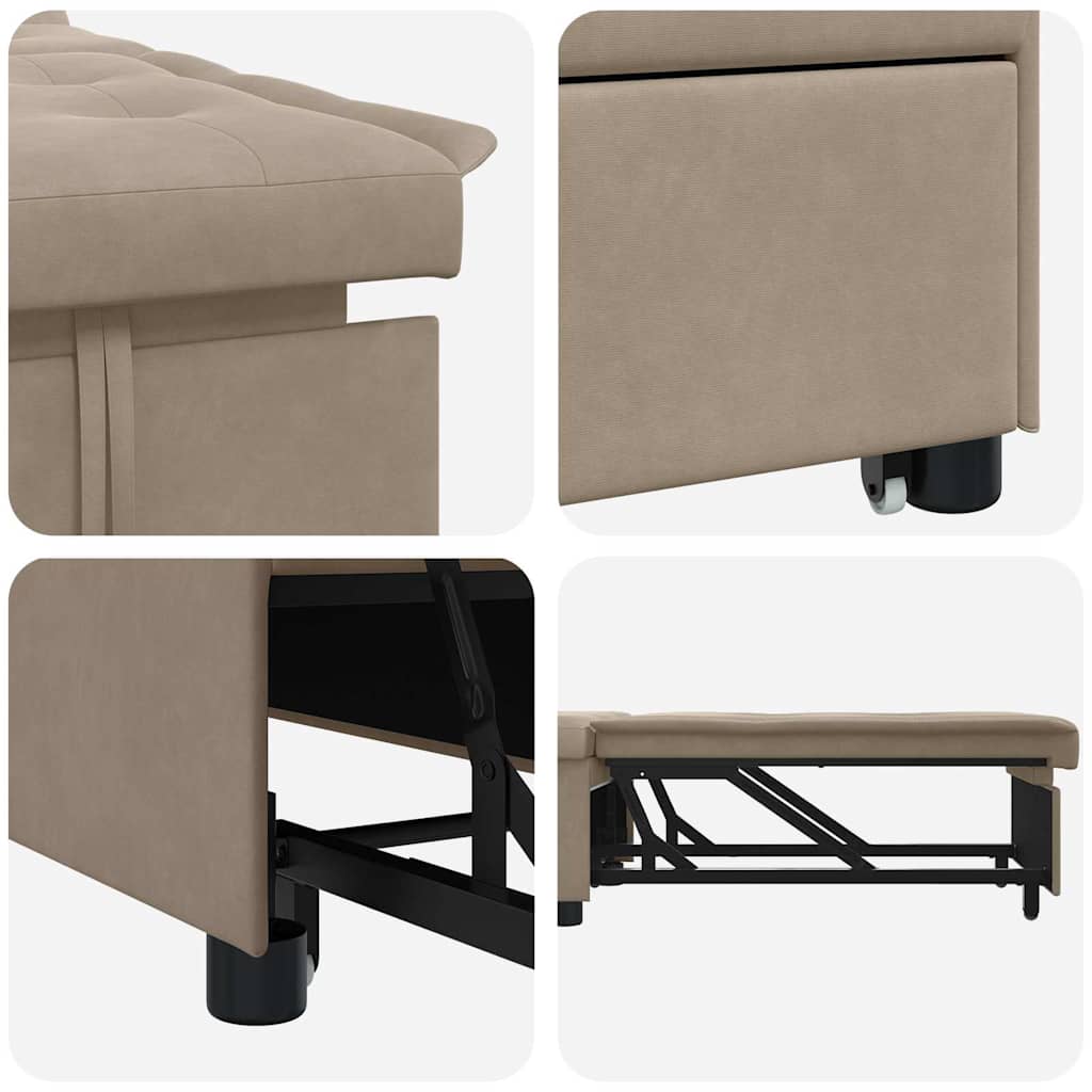 Pull Out Sofa Bed Taupe 194 x 67 x 82 cm Mikrofaser