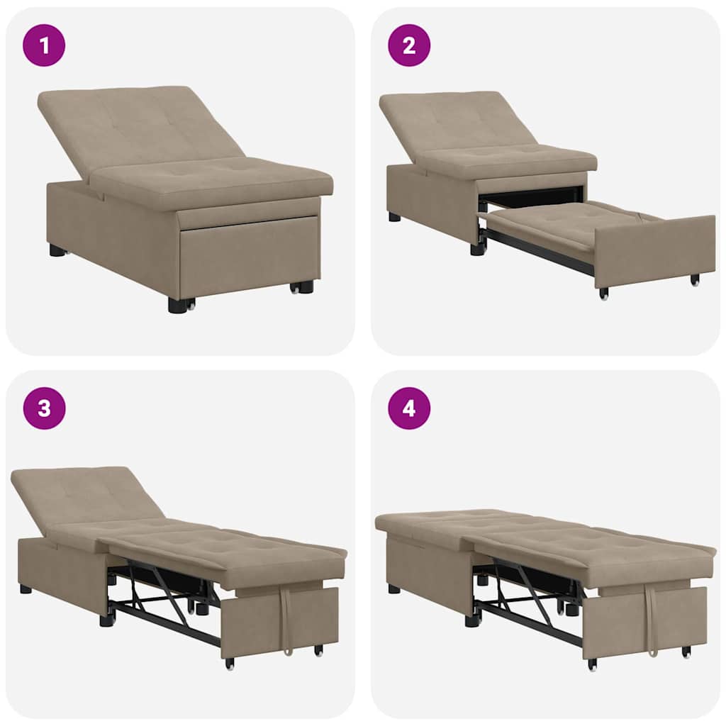 Pull Out Sofa Bed Taupe 194 x 67 x 82 cm Mikrofaser
