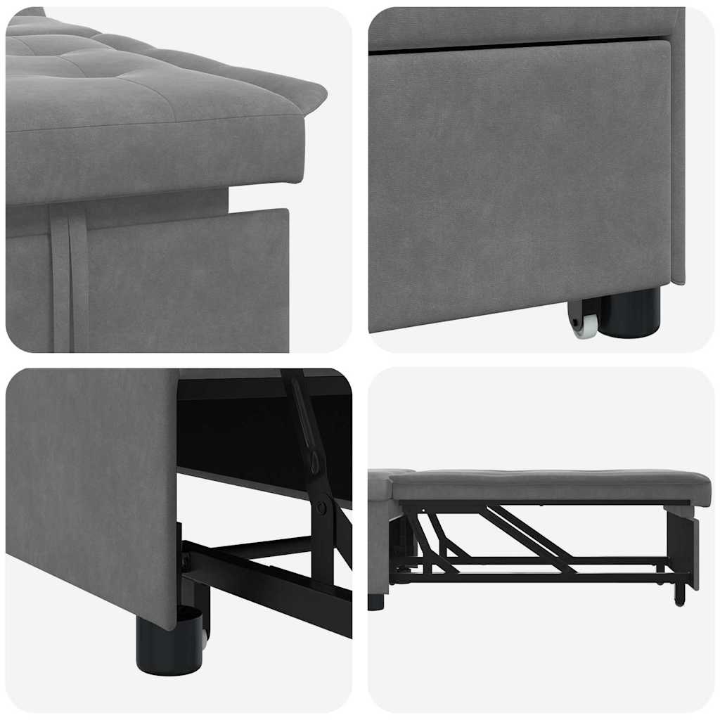 Pull Out Sofa Bed Dunkelgrau 194 x 67 x 82 cm Mikrofaser