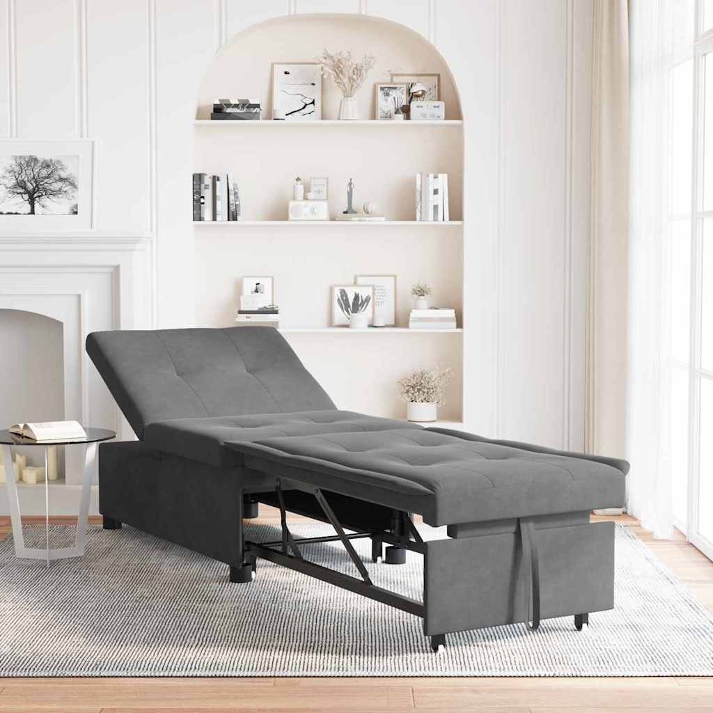 Pull Out Sofa Bed Dunkelgrau 194 x 67 x 82 cm Mikrofaser