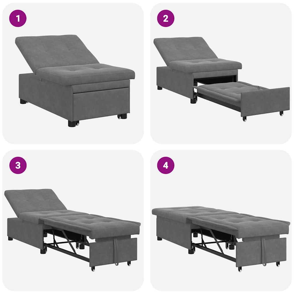 Pull Out Sofa Bed Dunkelgrau 194 x 67 x 82 cm Mikrofaser