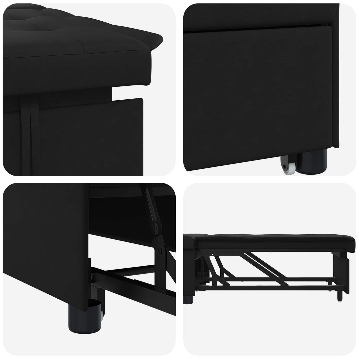Pull Out Sofa Bed Schwarz 194 x 67 x 82 cm Mikrofaser