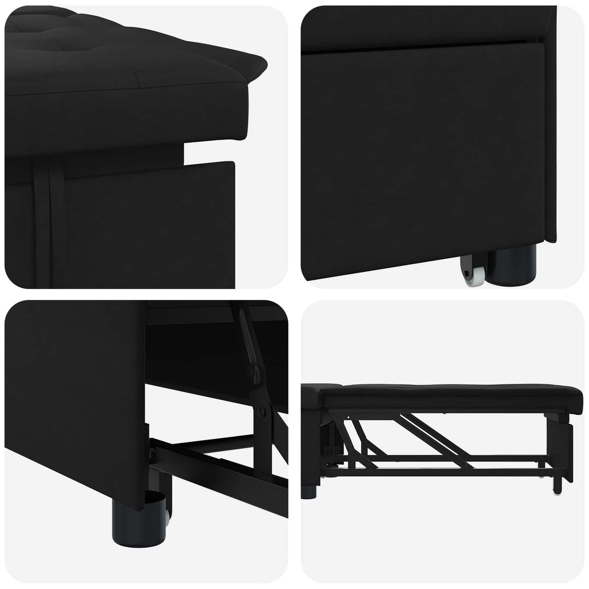 Pull Out Sofa Bed Schwarz 194 x 67 x 82 cm Mikrofaser