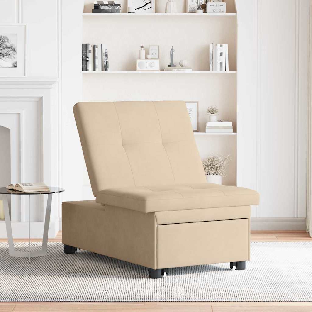 Pull Out Sofa Bed Creme 194 x 67 x 82 cm Mikrofaser