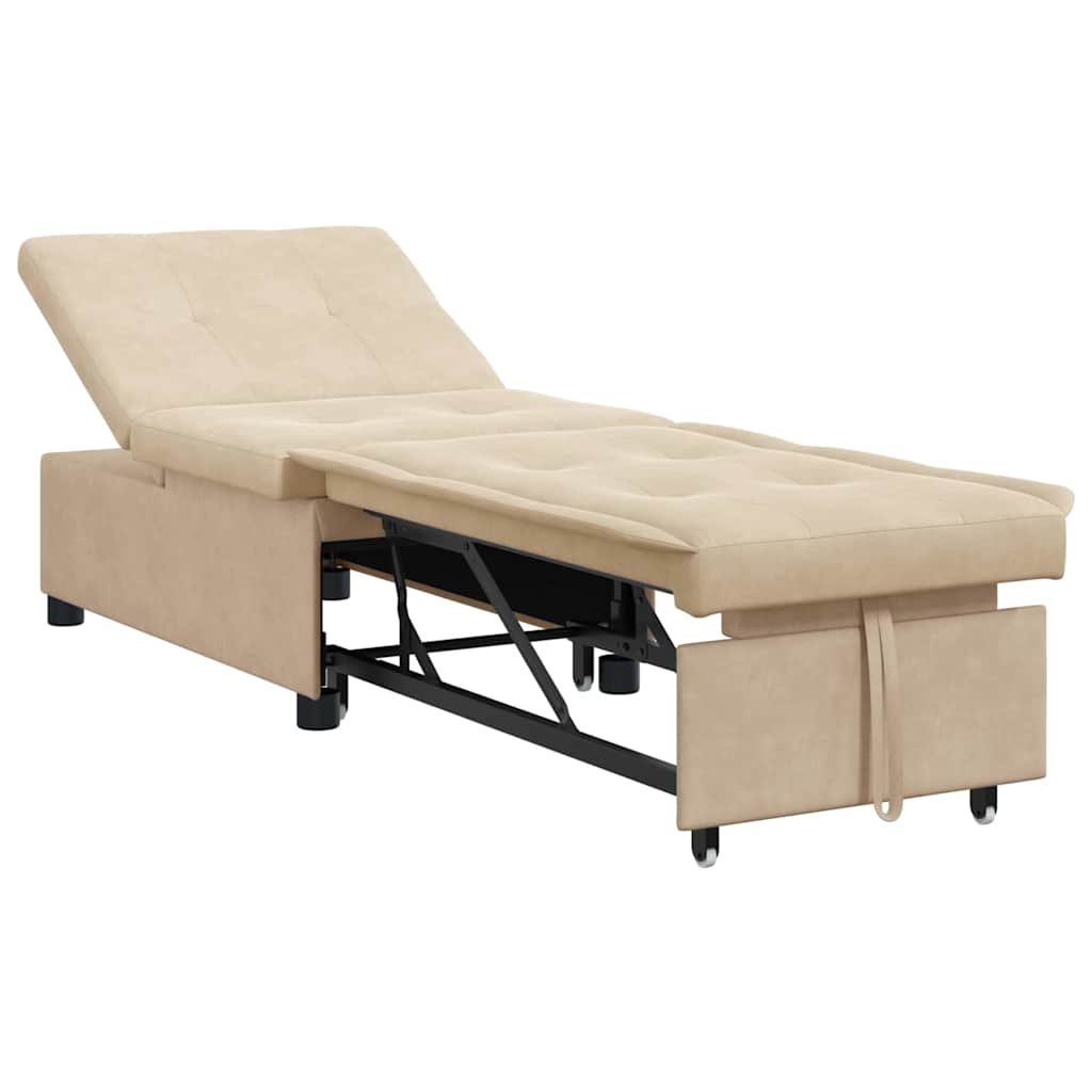 Pull Out Sofa Bed Creme 194 x 67 x 82 cm Mikrofaser