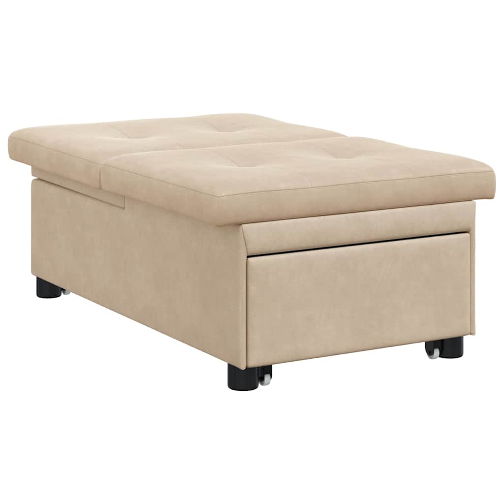 Pull Out Sofa Bed Creme 194 x 67 x 82 cm Mikrofaser