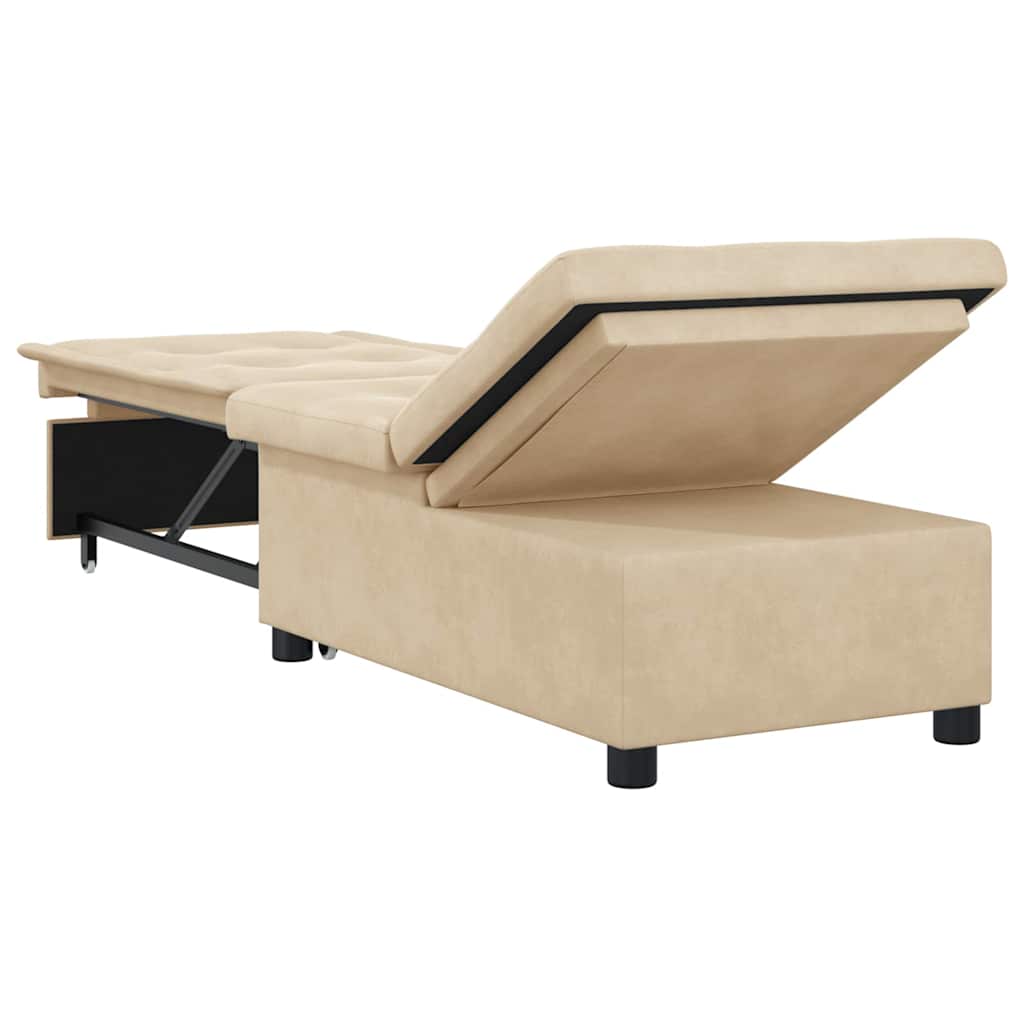 Pull Out Sofa Bed Creme 194 x 67 x 82 cm Mikrofaser