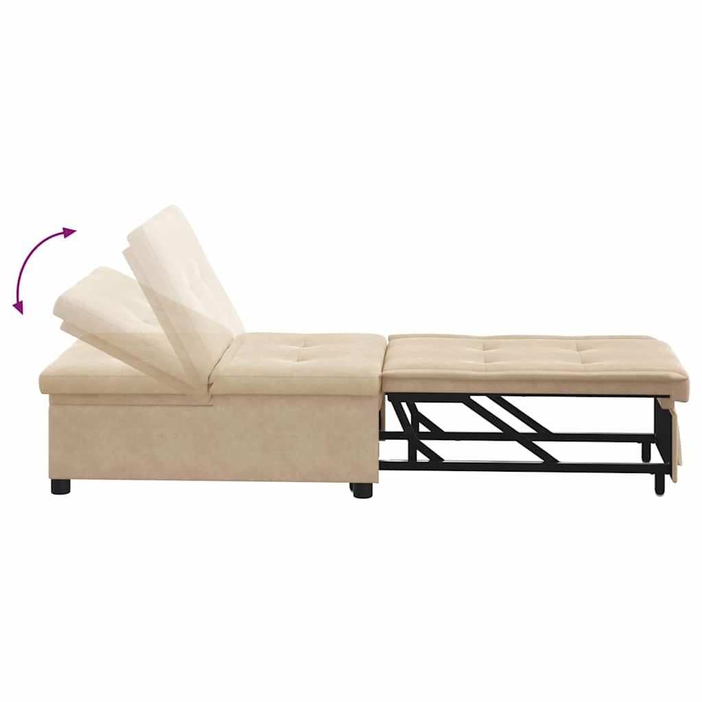 Pull Out Sofa Bed Creme 194 x 67 x 82 cm Mikrofaser
