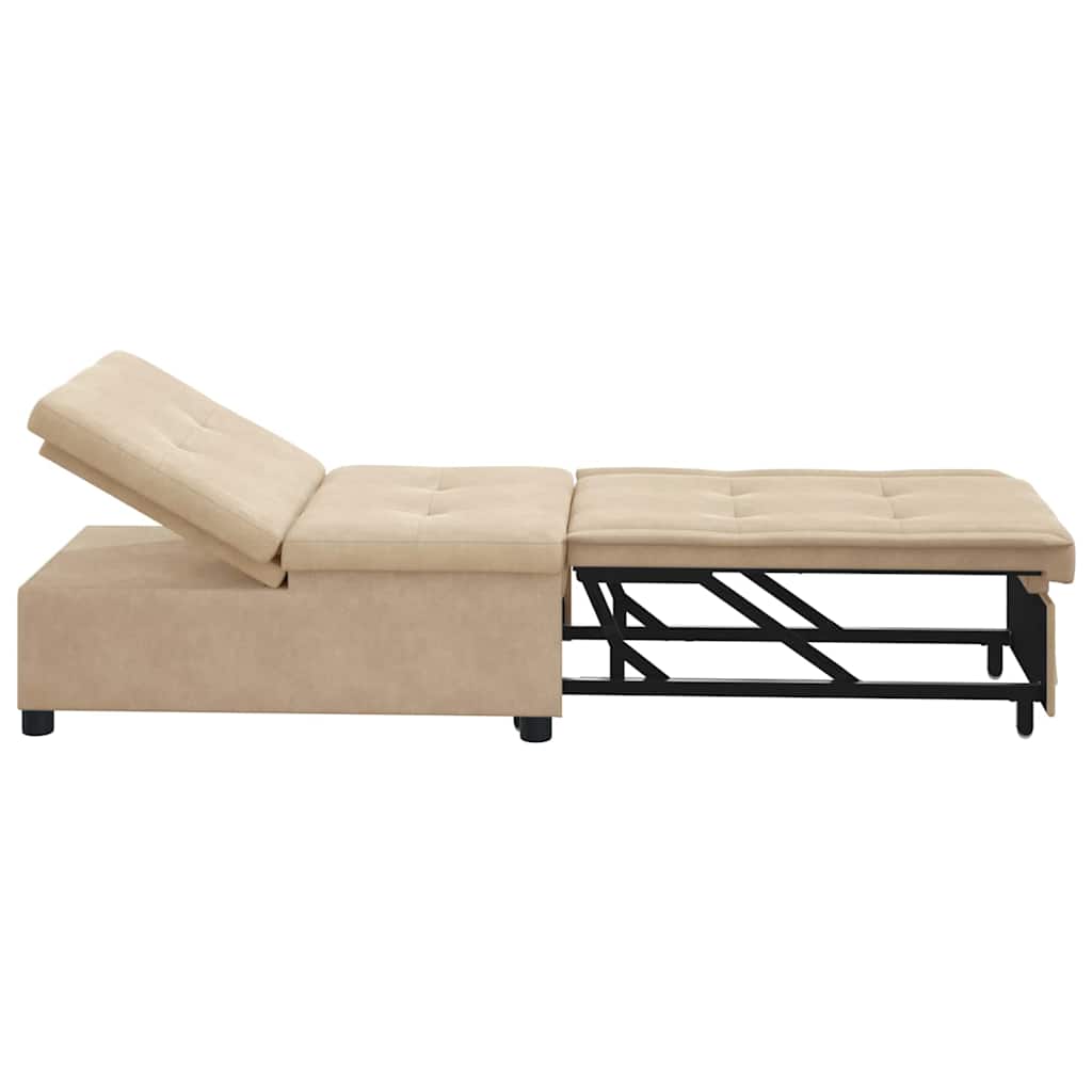 Pull Out Sofa Bed Creme 194 x 67 x 82 cm Mikrofaser