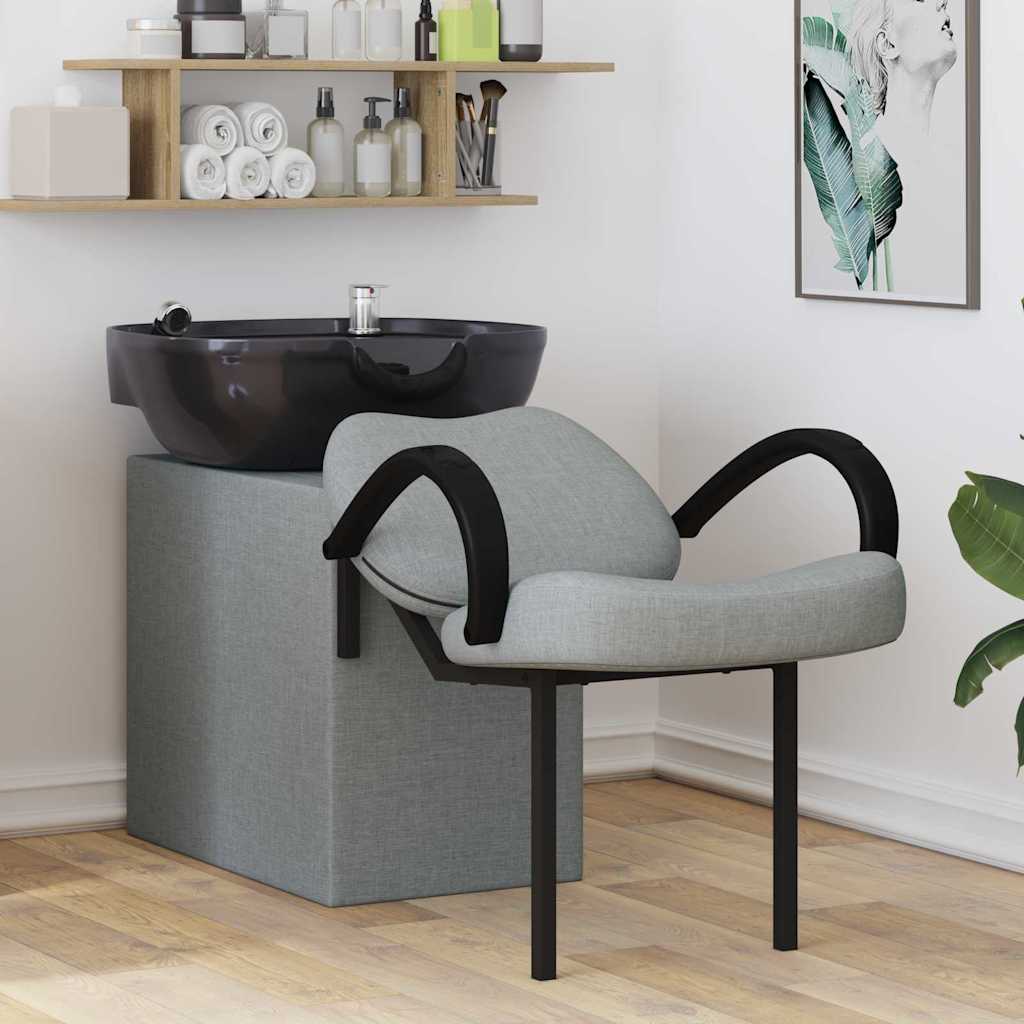 Shampoo Stuhl Hellgrau und Schwarz 136 x 60 x 92 cm Stoff