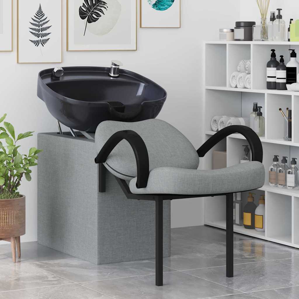 Shampoo Stuhl Hellgrau und Schwarz 136 x 60 x 92 cm Stoff
