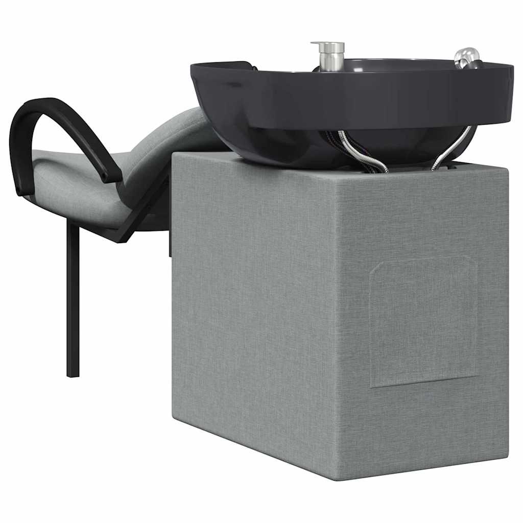 Shampoo Stuhl Hellgrau und Schwarz 136 x 60 x 92 cm Stoff